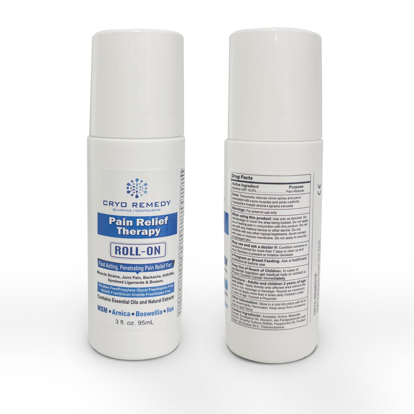 Cryo Remedy Menthol Roll on Pain Relief for Arthritis, Backache, Muscle & Joint Pain - Fast-Acting Topical Analgesic with Soothing Menthol, Deep Relief for Aches and Discomfort, 3 oz Roll On